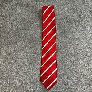 Red and White Striped Silk Tie